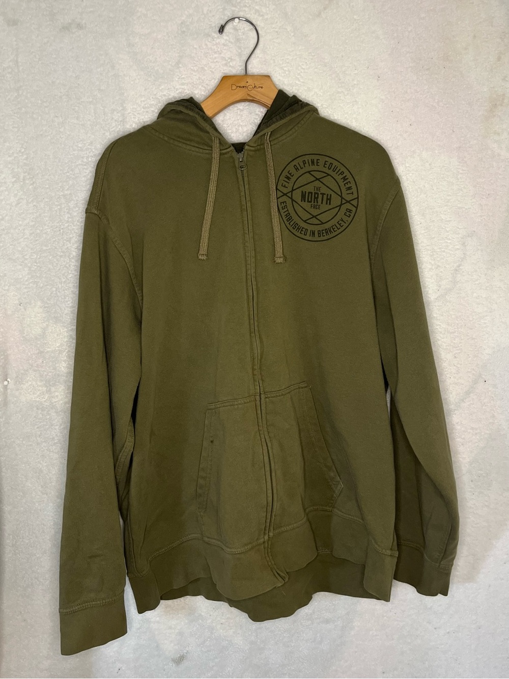 The North Face Olive Green Zip-Up Men’s Hooded Sweatshirt Size XXL